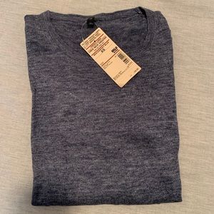 Brand New Muji Mens French Linen Crew Neck Sweater Smoky Blue Size XS